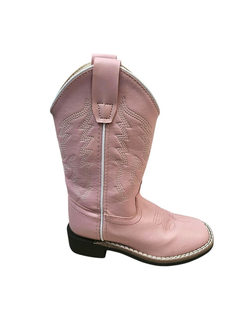 Old West Little Girl's Pink Cowboy Boots Size 10 Square Toe Faux Leather